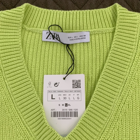 Zara NWT Ribbed Knit Sweater Vest size L - Picture 6 of 13